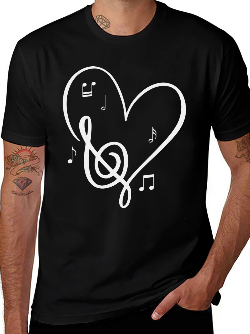 Music Heart Graphic Black T-Shirt