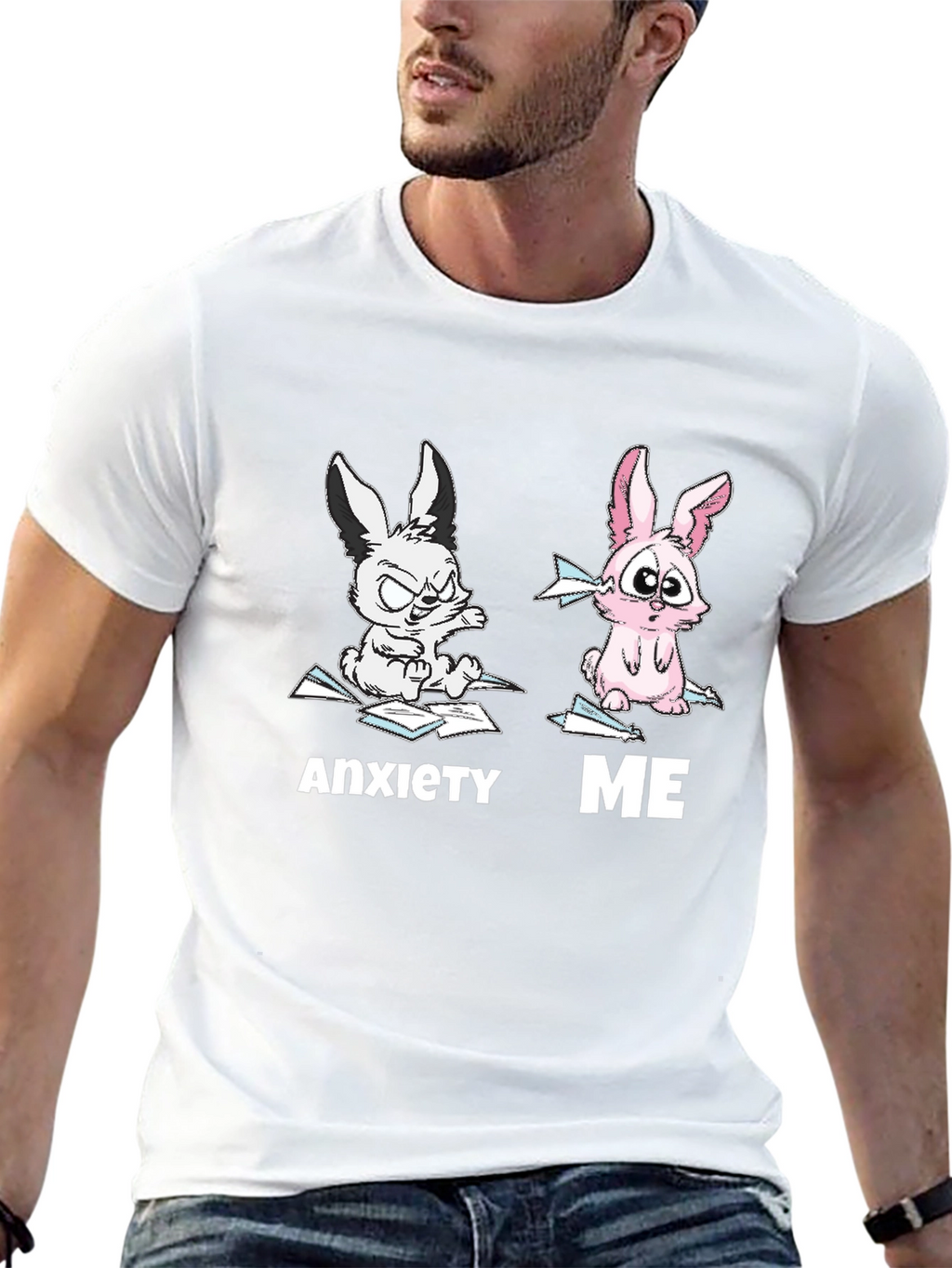 Anxiety vs Me Funny Graphic Tee
