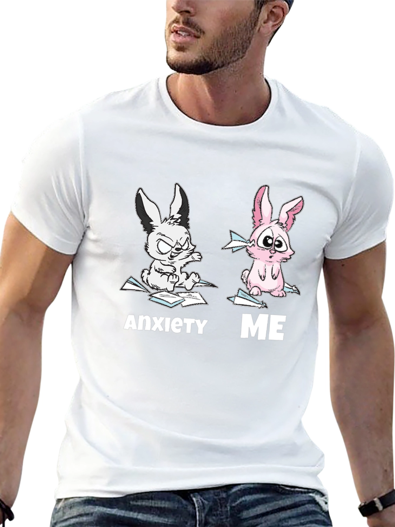Anxiety vs Me Funny Graphic Tee