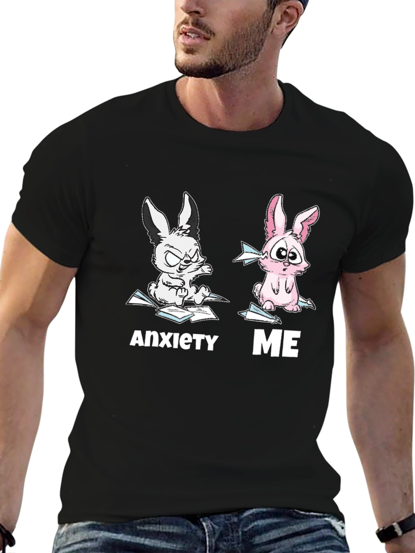 Anxiety vs Me Funny Graphic Tee