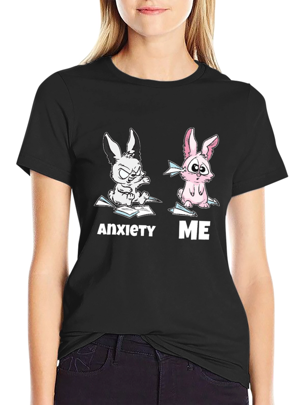 Anxiety vs Me Funny Graphic Tee