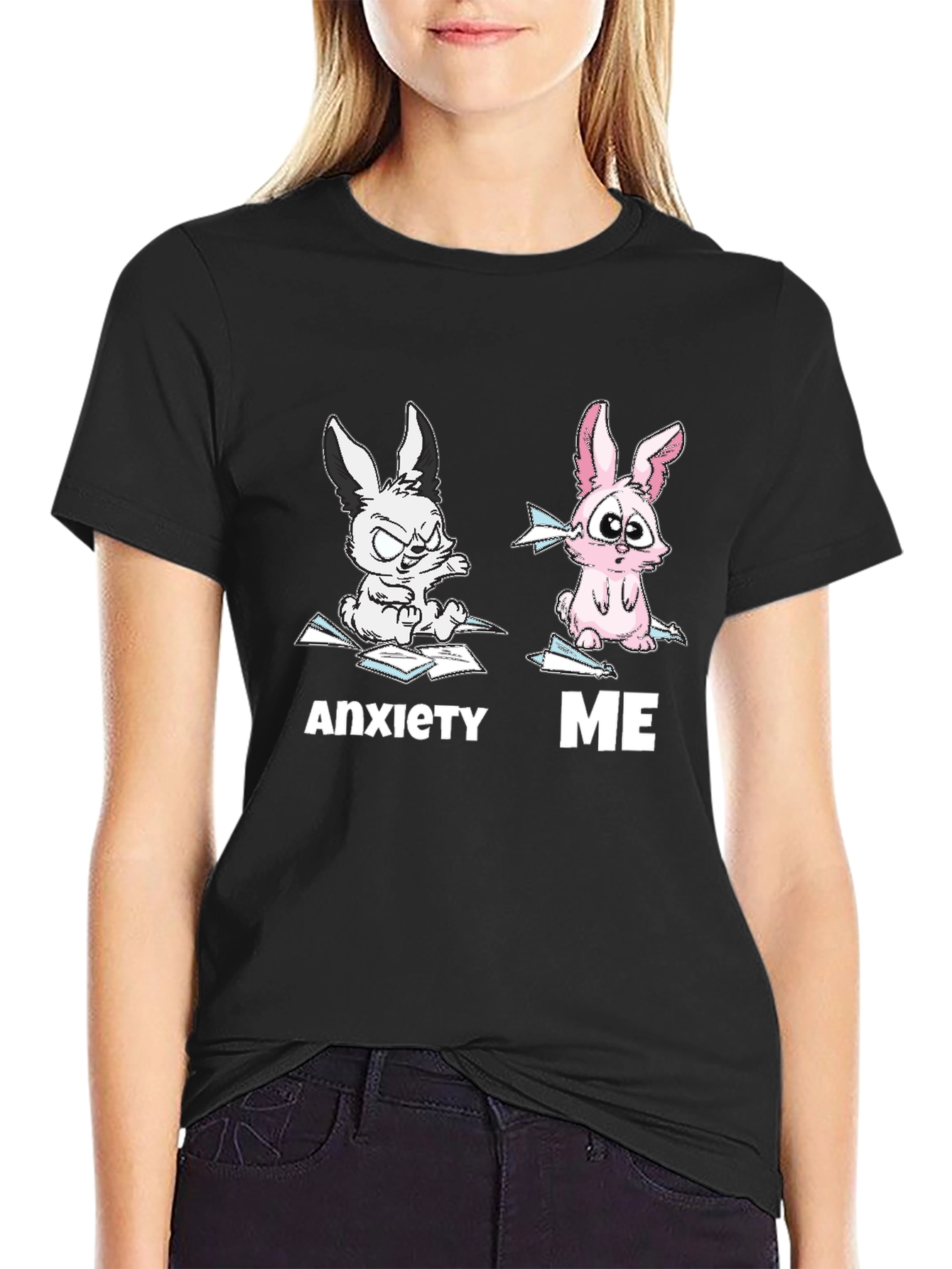 Anxiety vs Me Funny Graphic Tee