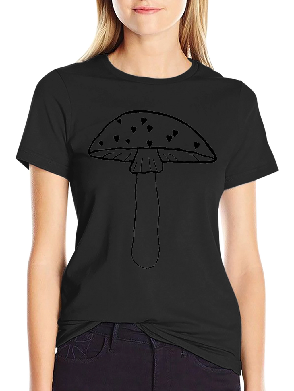 Mushroom Heart Graphic Tee - Black