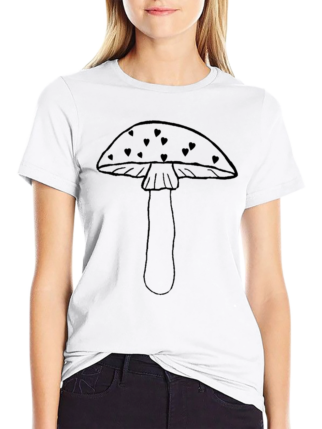 Mushroom Heart Graphic Tee - Black