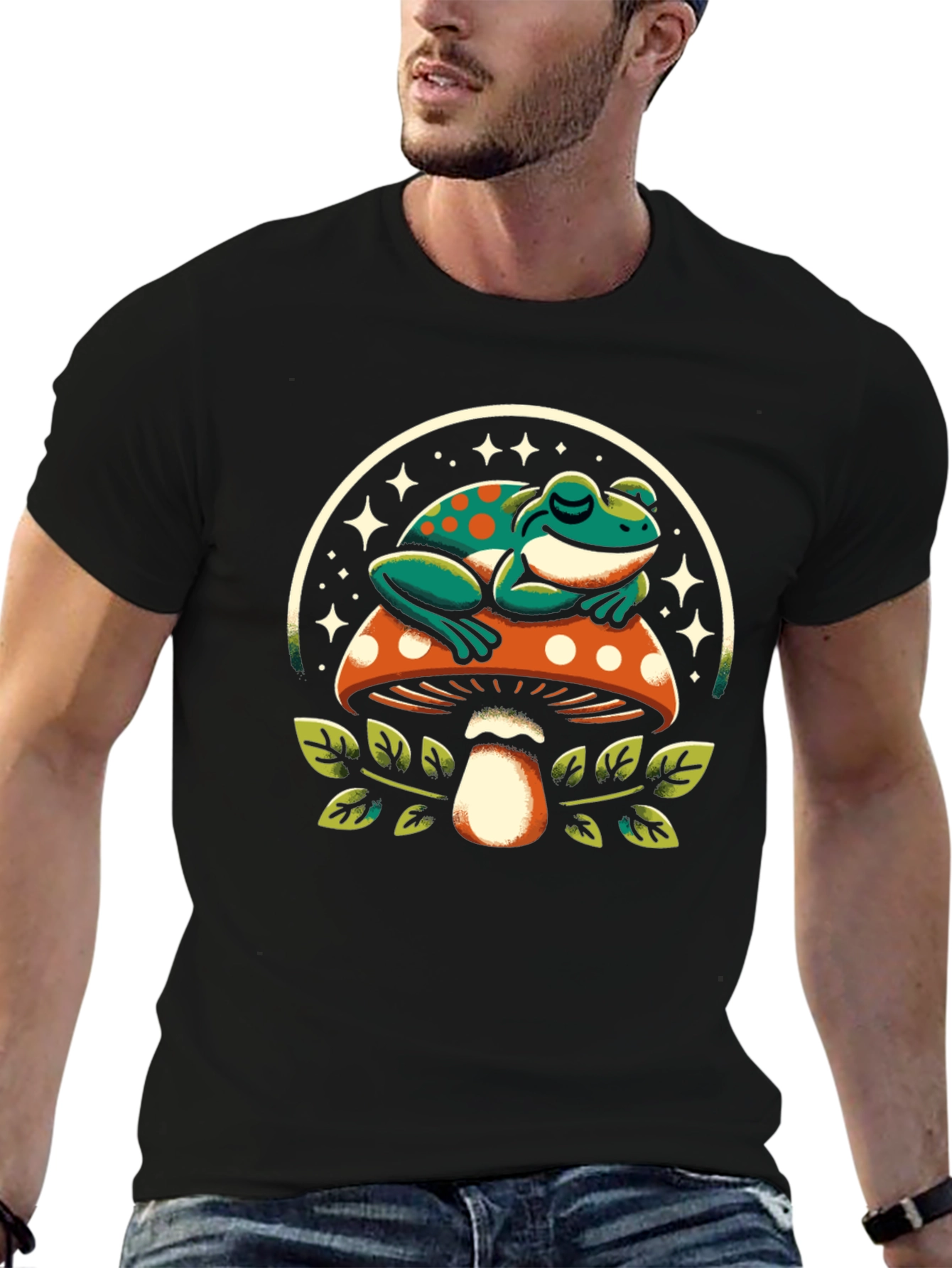 Frog on Mushroom Graphic Tee - Relaxed Fit