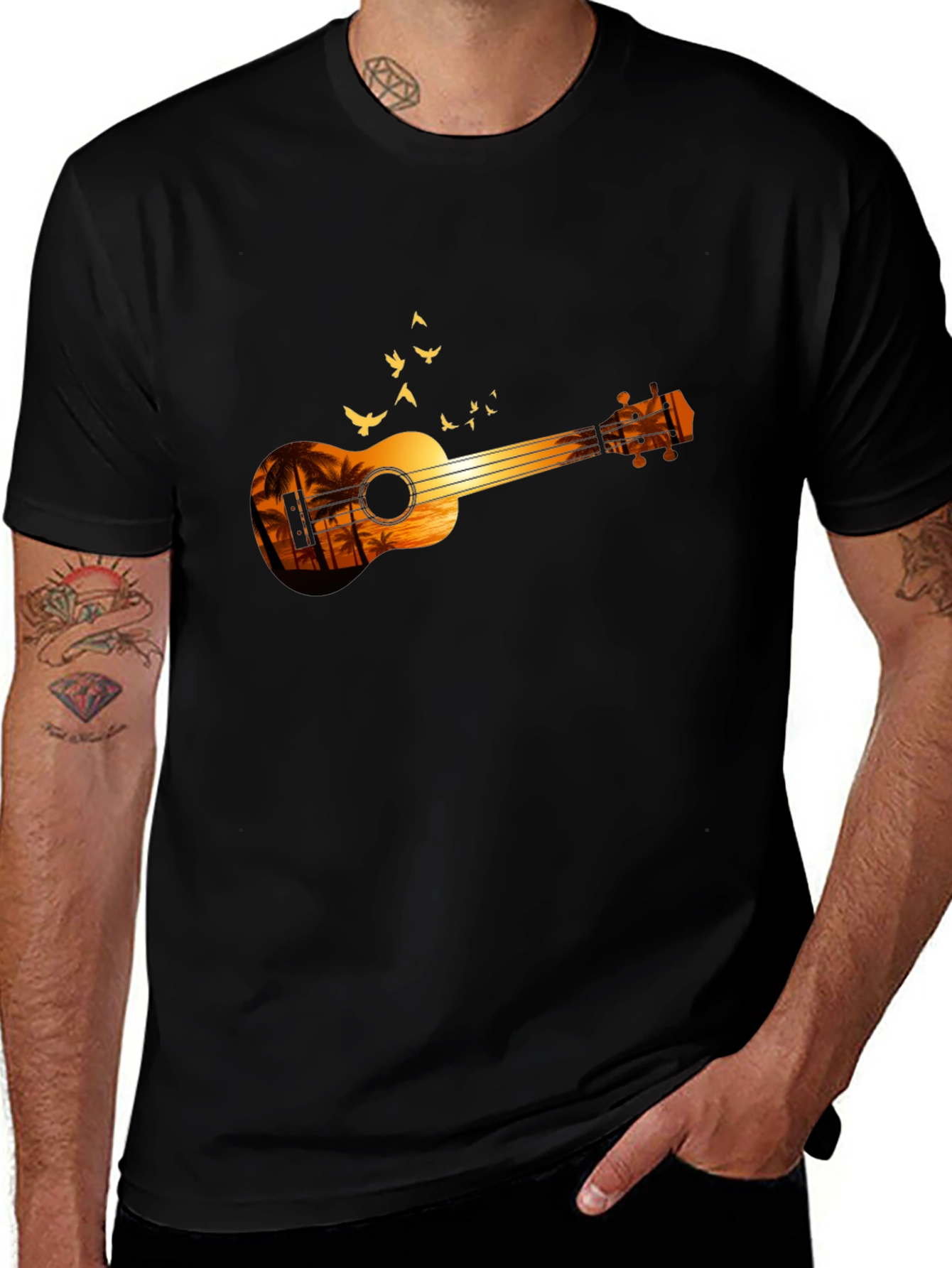 Sunset Ukulele Graphic T-Shirt