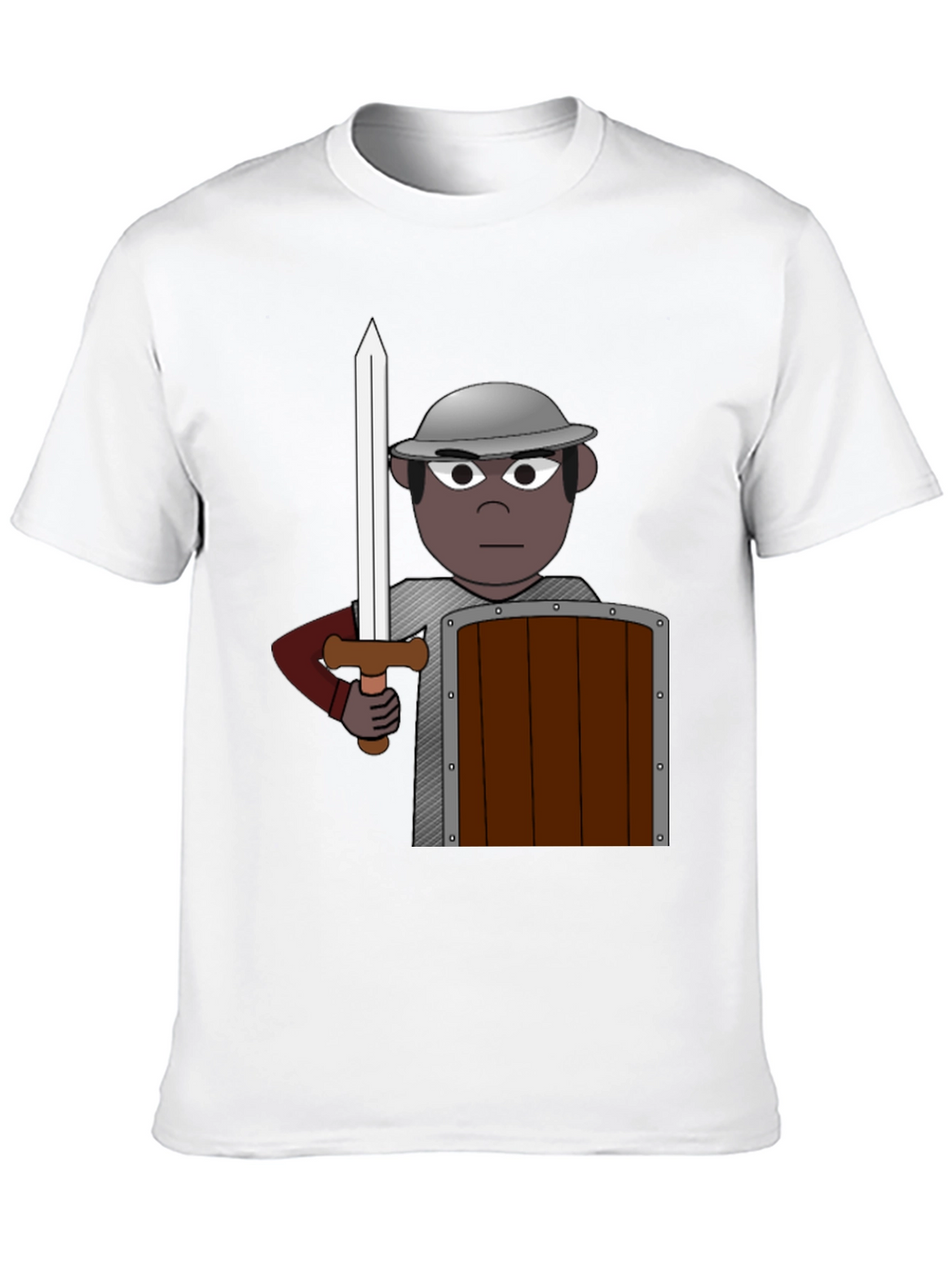 Warrior Cartoon Graphic Tee - Black Cotton Casual