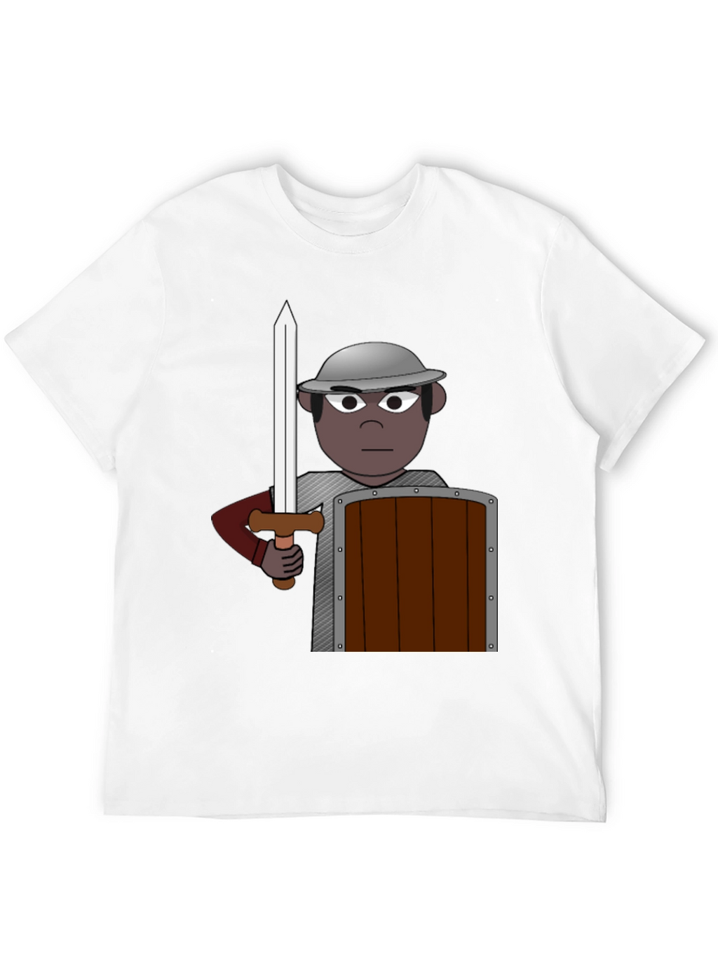 Warrior Cartoon Graphic Tee - Black Cotton Casual