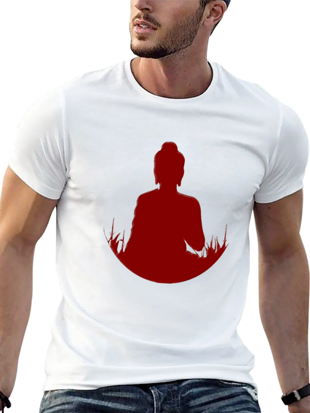 Meditative Buddha Graphic Tee - Black Cotton Blend