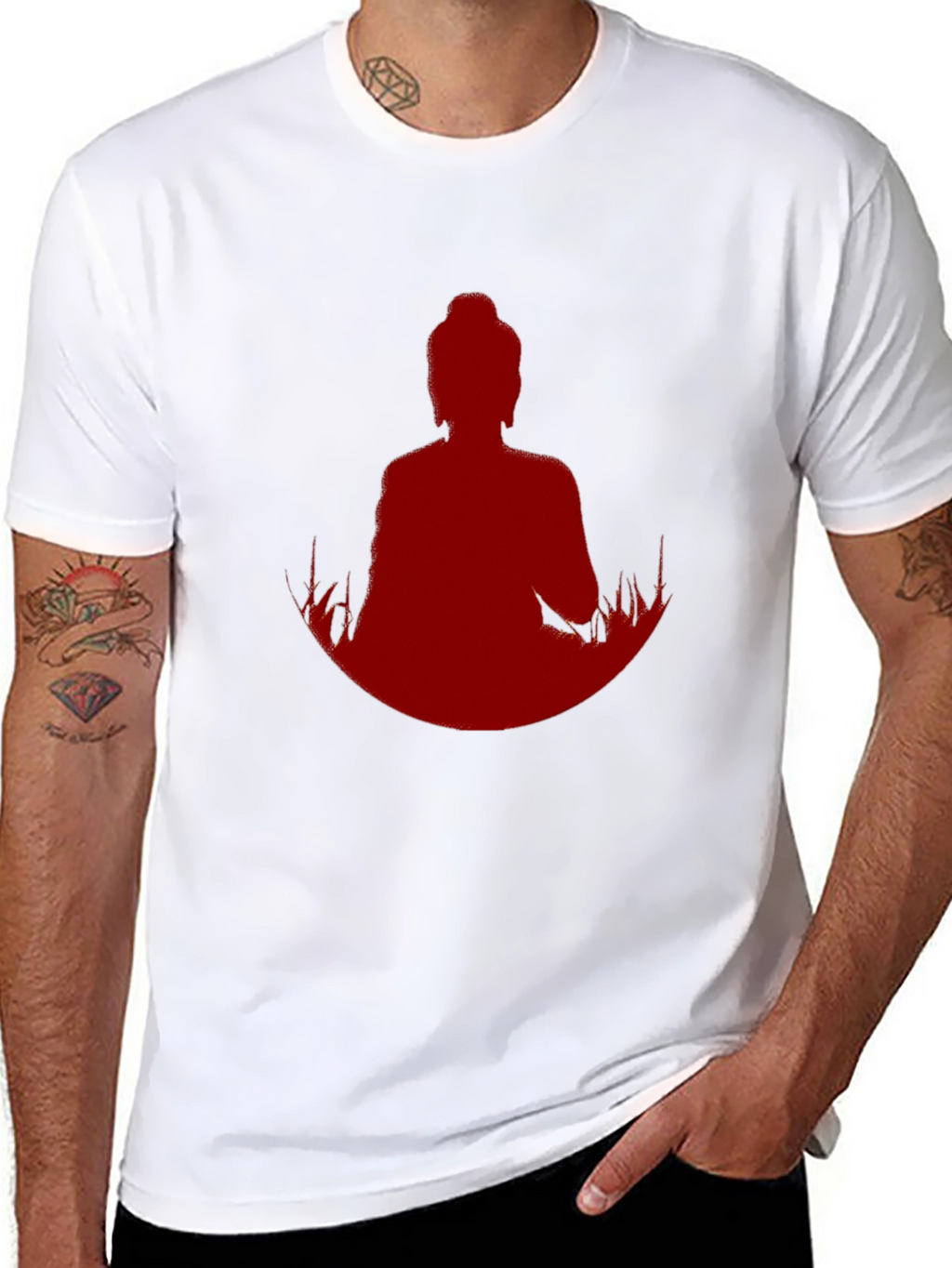 Meditative Buddha Graphic Tee - Black Cotton Blend