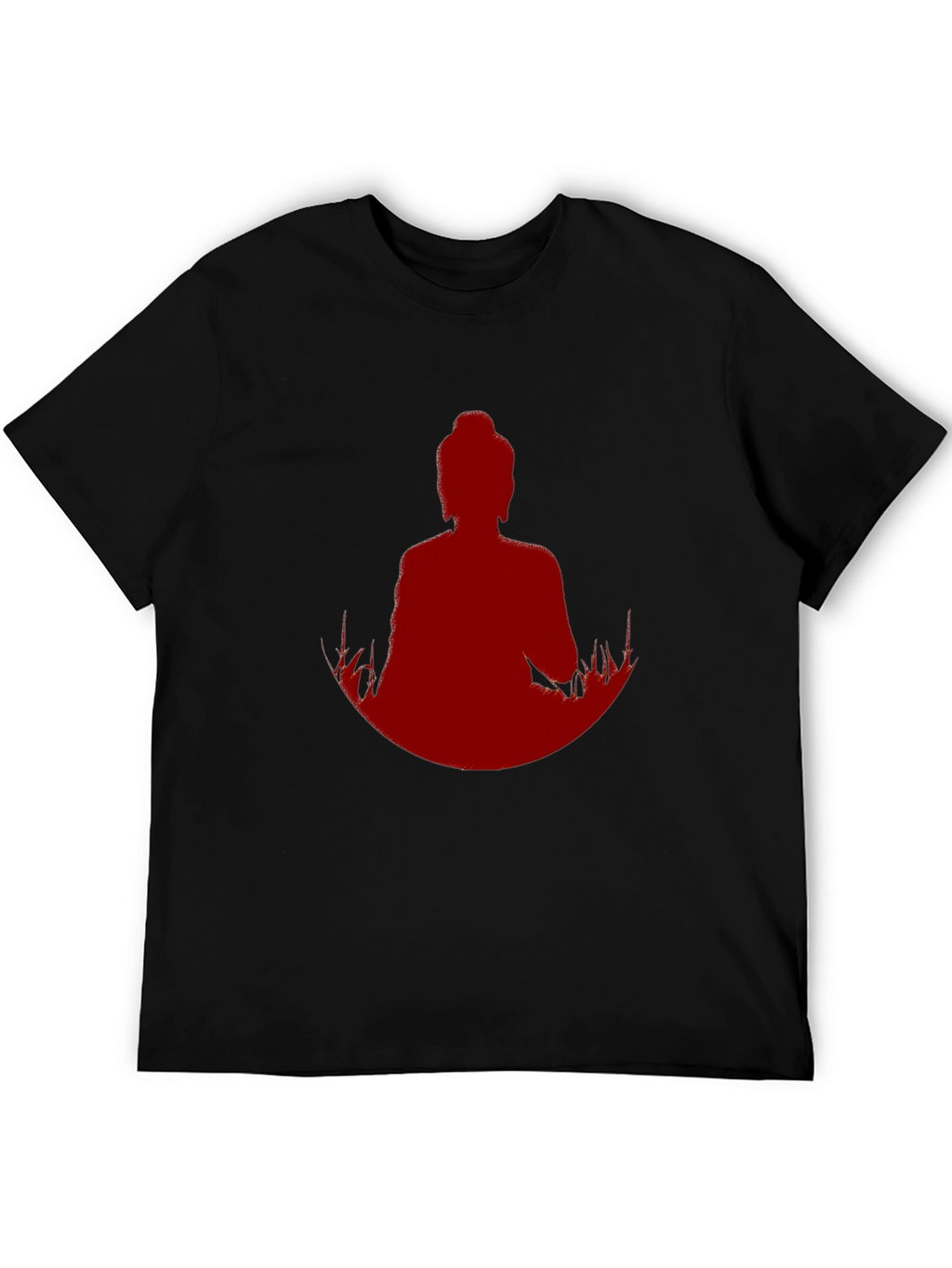 Meditative Buddha Graphic Tee - Black Cotton Blend