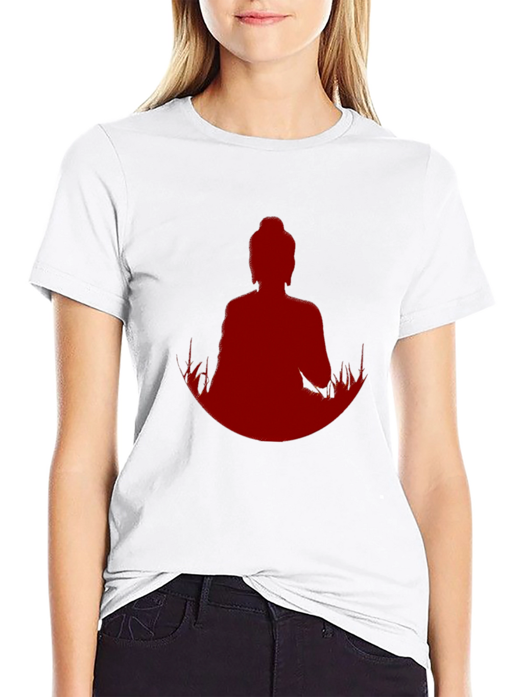 Meditative Buddha Graphic Tee - Black Cotton Blend