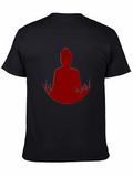 Meditative Buddha Graphic Tee - Black Cotton Blend