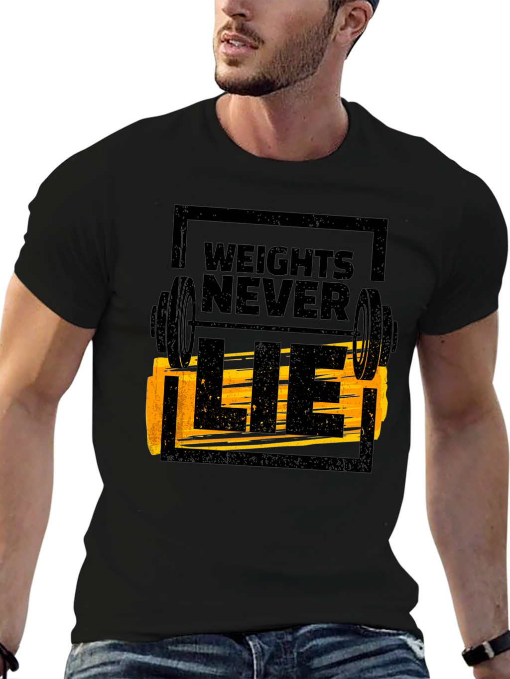 Weights Never Lie Black Graphic T-Shirt