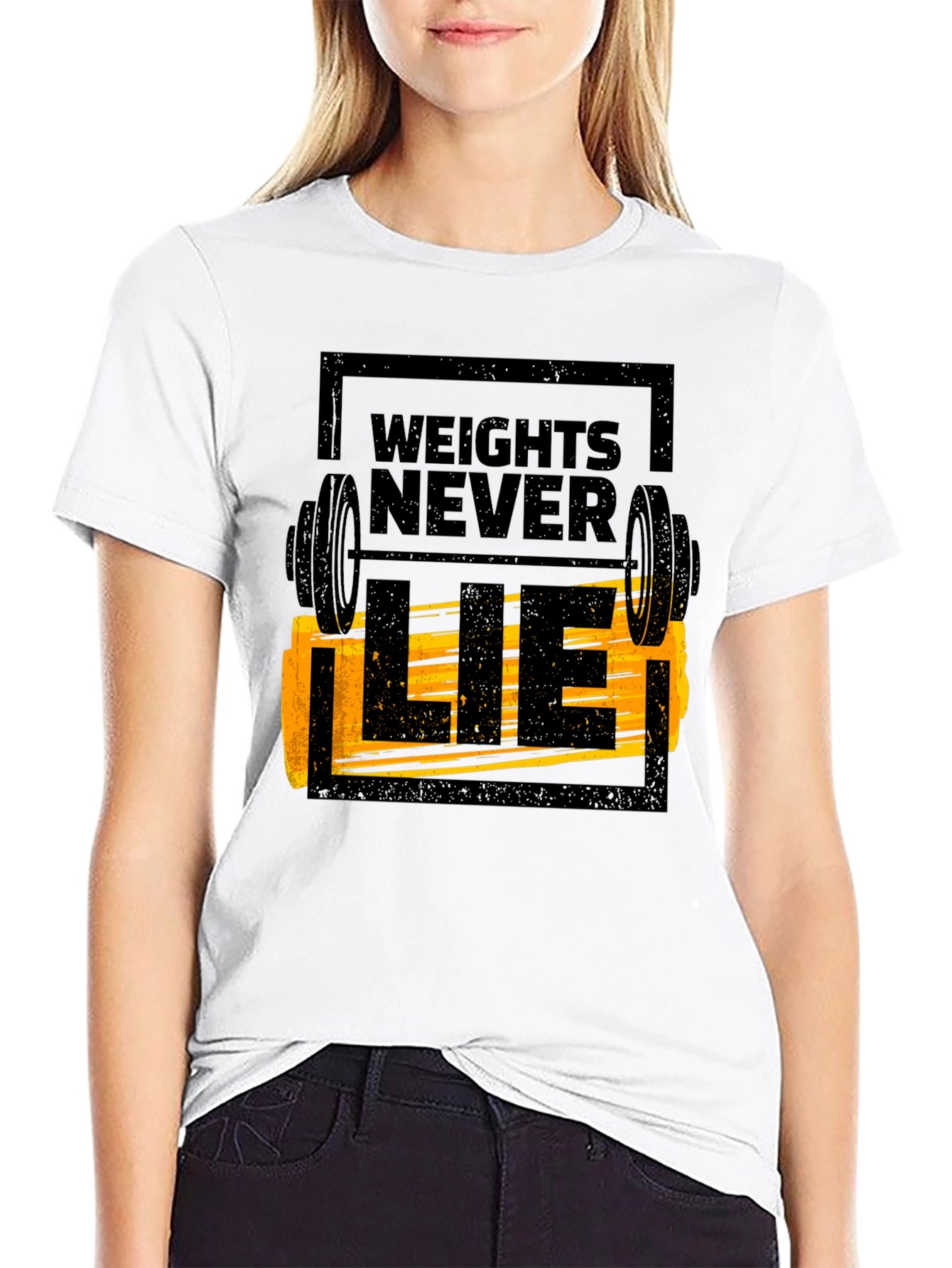 Weights Never Lie Black Graphic T-Shirt