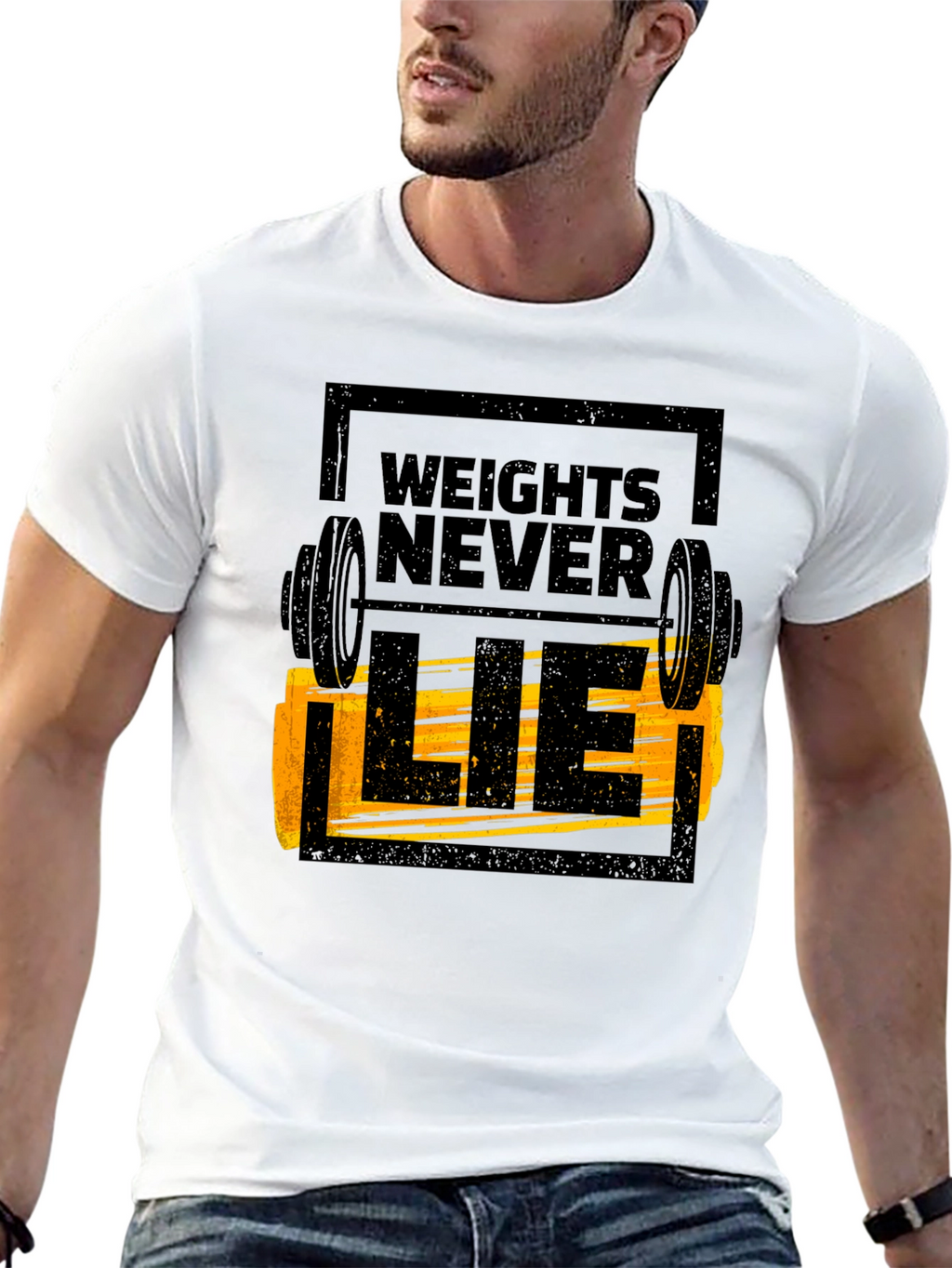 Weights Never Lie Black Graphic T-Shirt