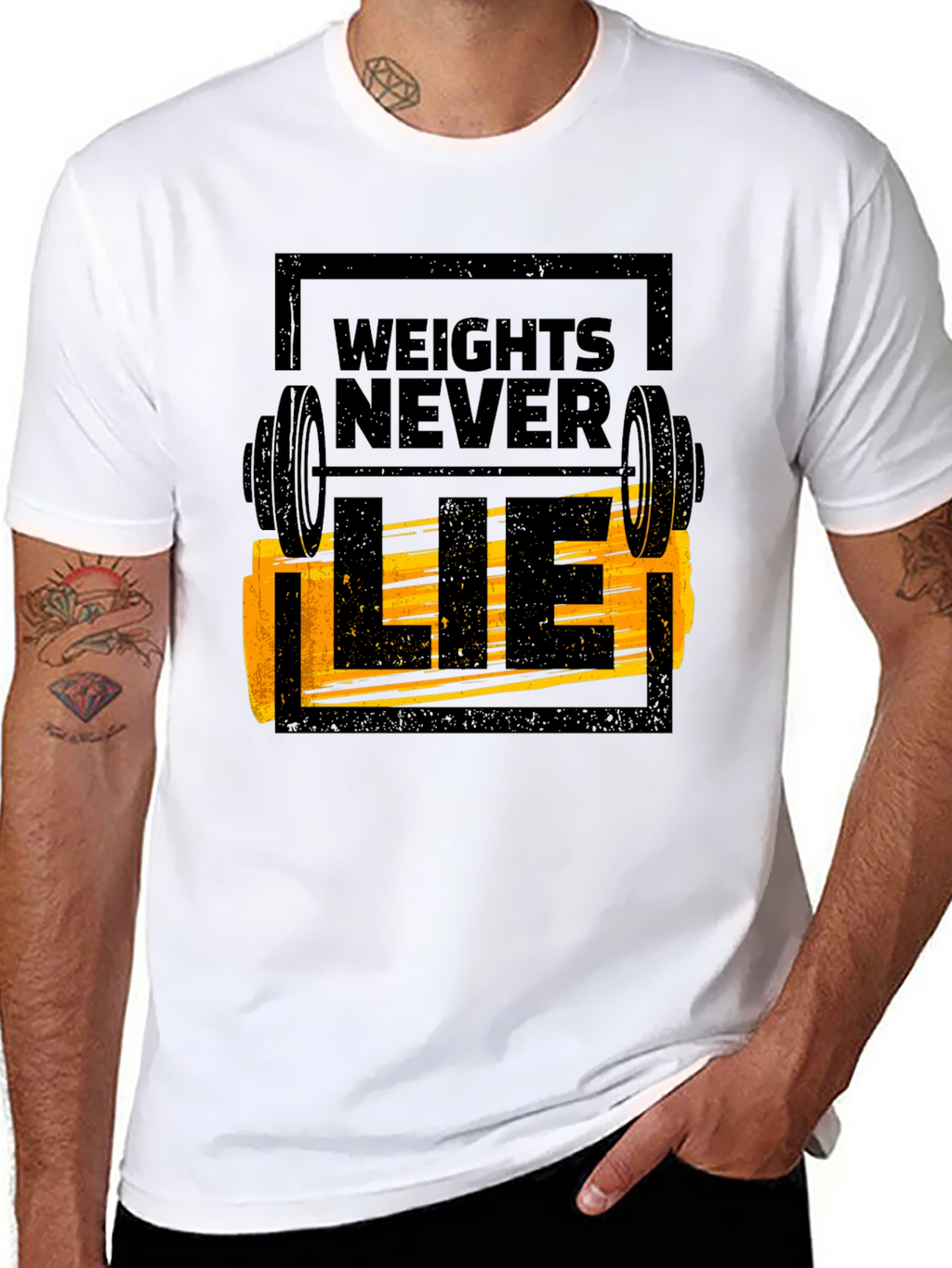 Weights Never Lie Black Graphic T-Shirt