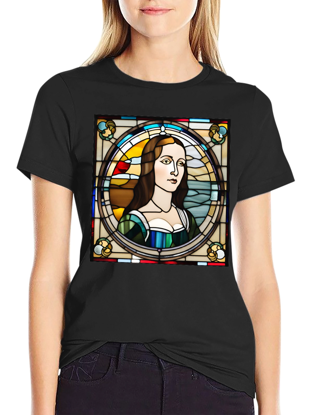 Stained Glass Mona Lisa Graphic Tee