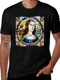 Stained Glass Mona Lisa Graphic Tee