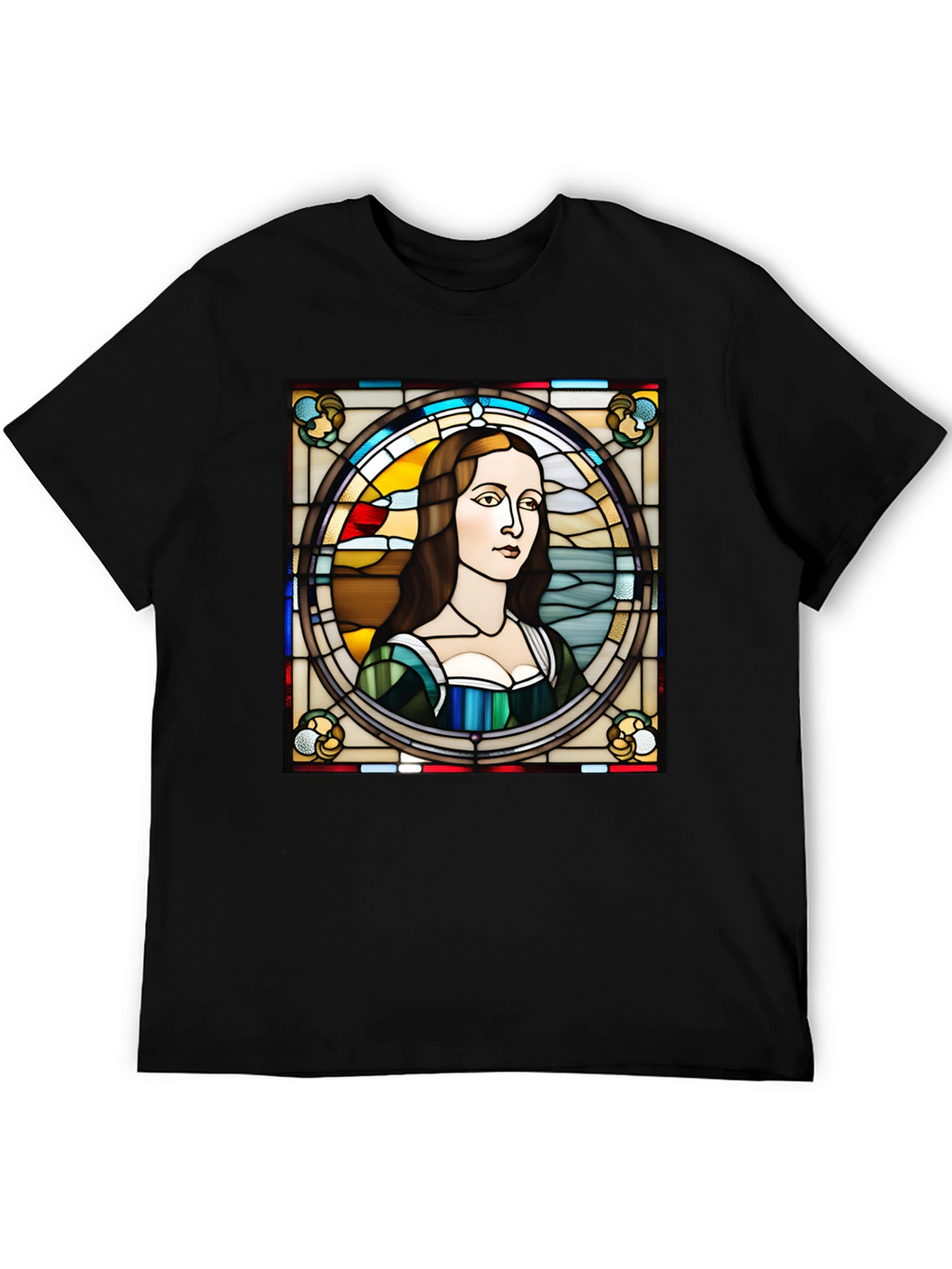 Stained Glass Mona Lisa Graphic Tee