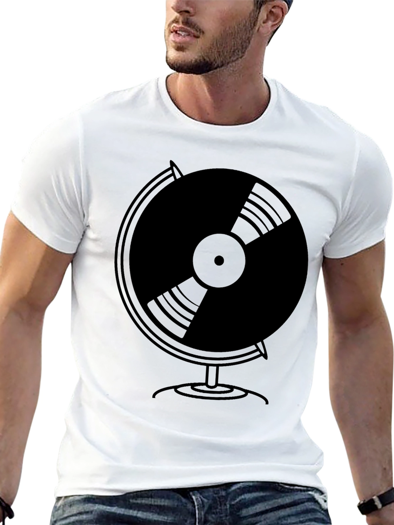 Vinyl Globe Graphic Tee - Black T-Shirt