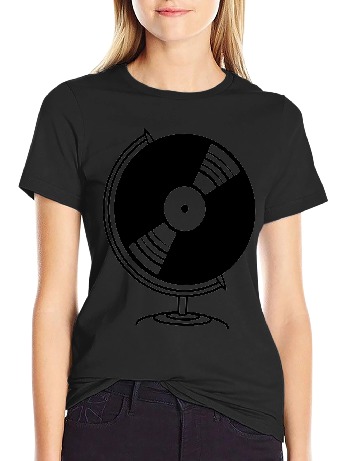 Vinyl Globe Graphic Tee - Black T-Shirt