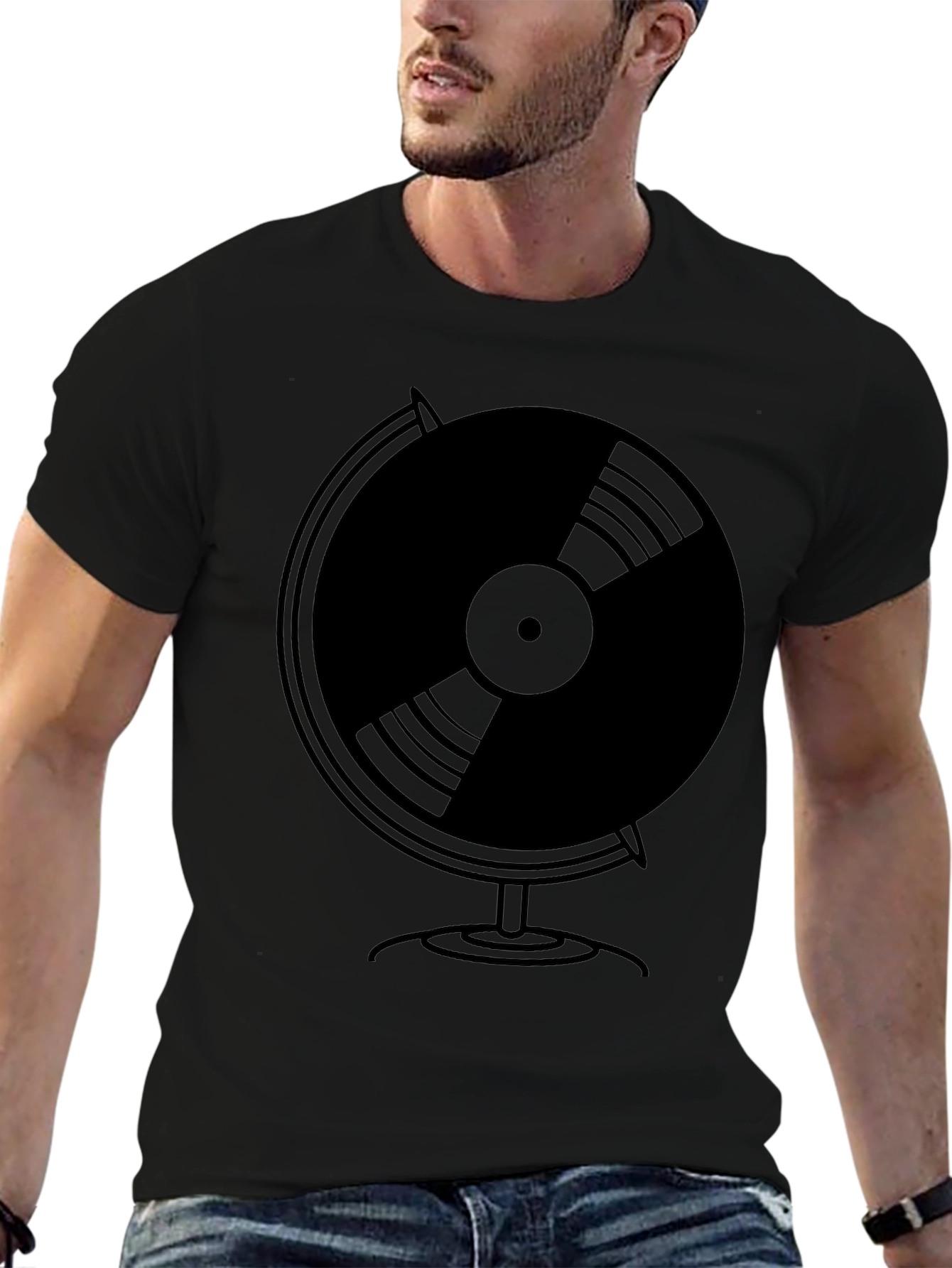 Vinyl Globe Graphic Tee - Black T-Shirt
