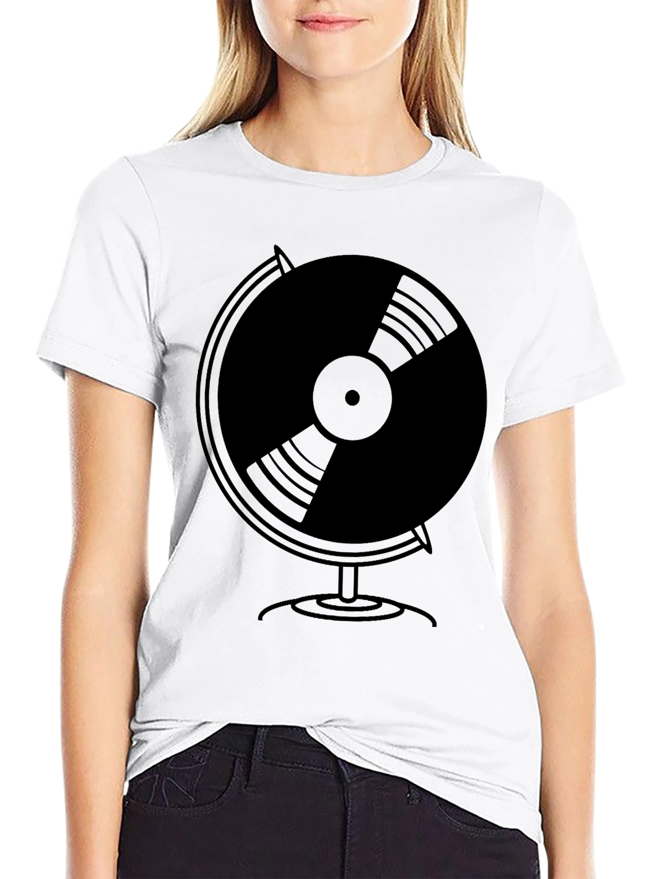 Vinyl Globe Graphic Tee - Black T-Shirt