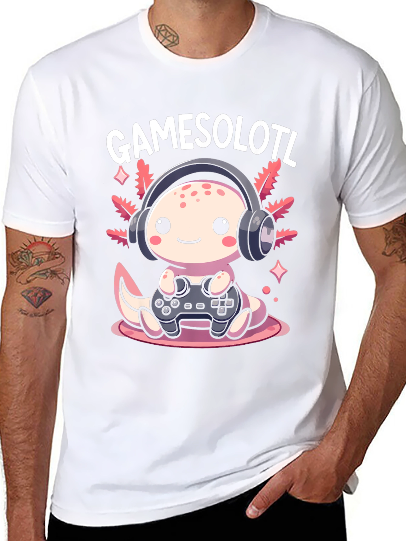 Gamesolotl Graphic Tee - Gamer Axolotl T-Shirt