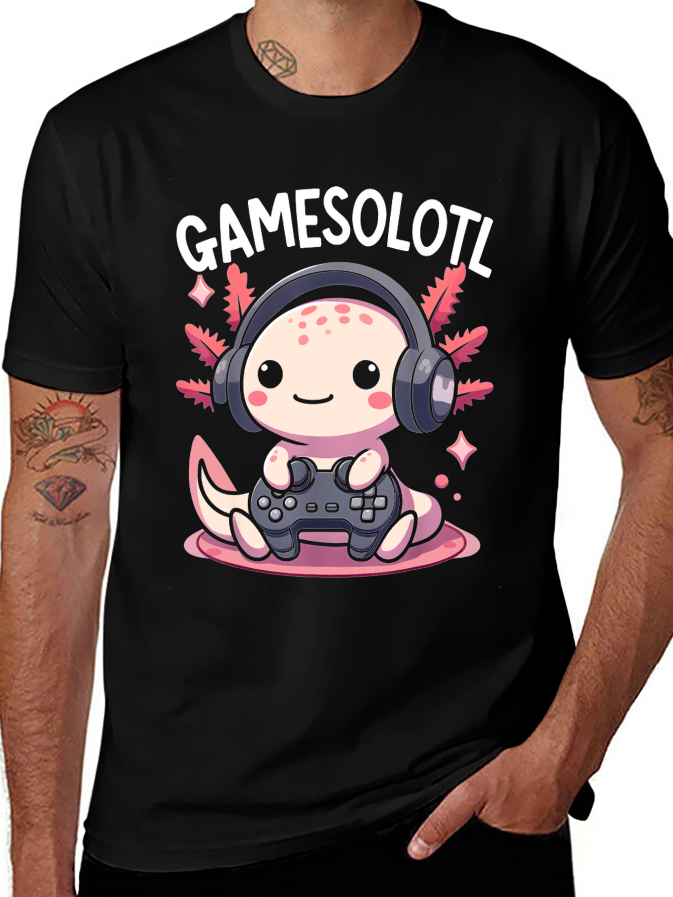 Gamesolotl Graphic Tee - Gamer Axolotl T-Shirt