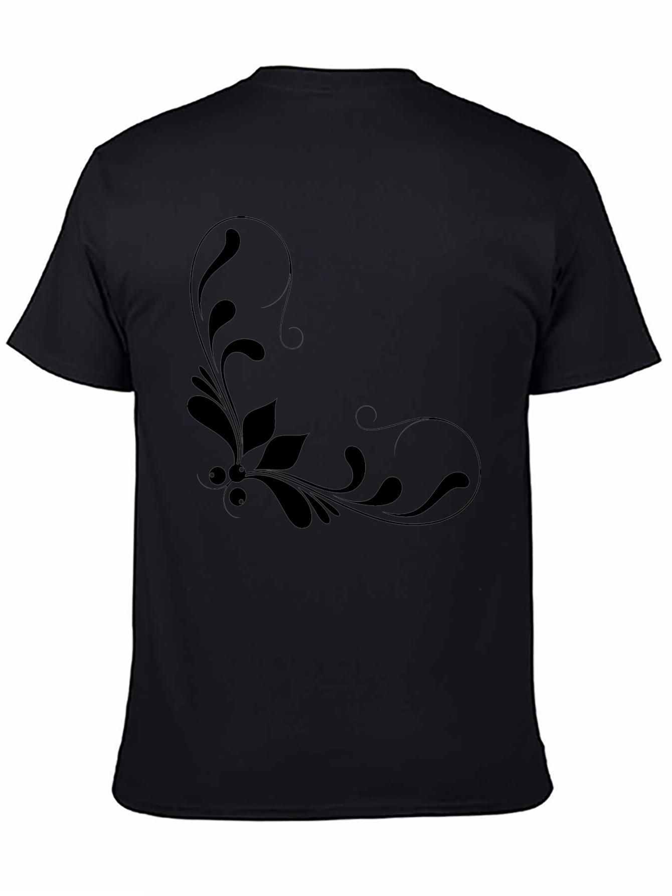 Black Graphic Tee with Floral Design