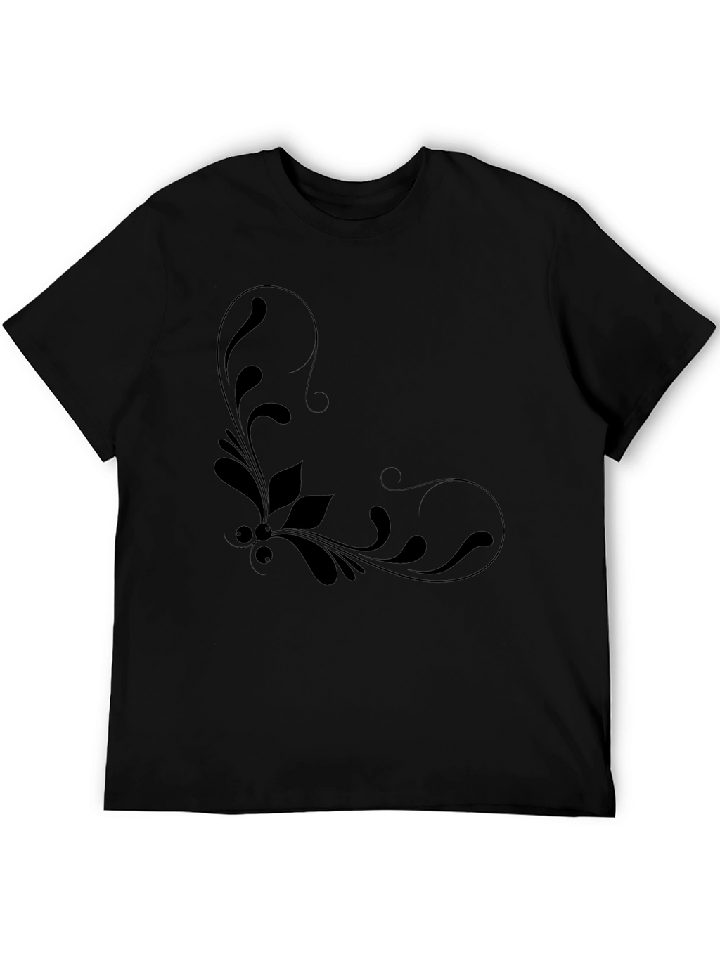 Black Graphic Tee with Floral Design