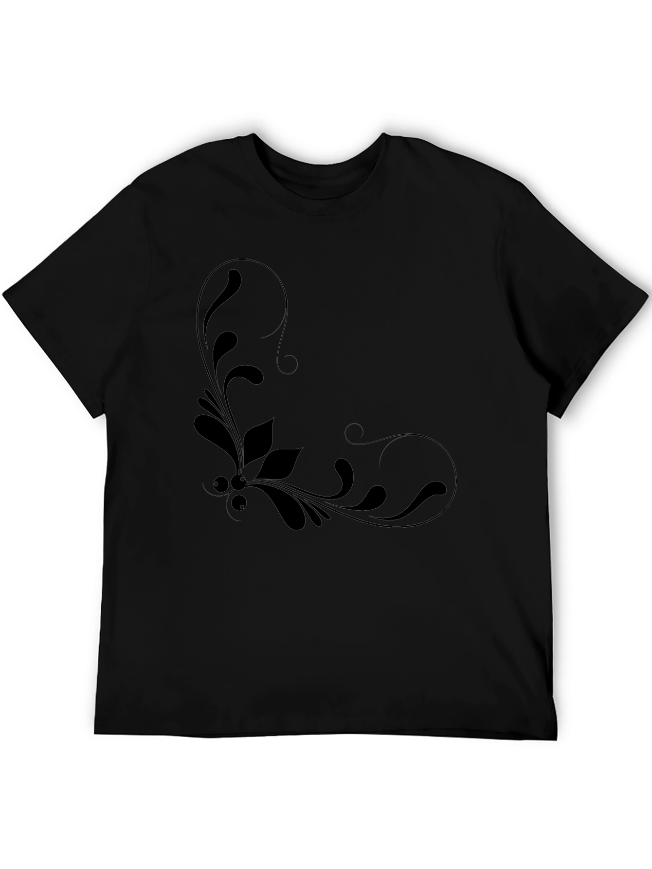 Black Graphic Tee with Floral Design