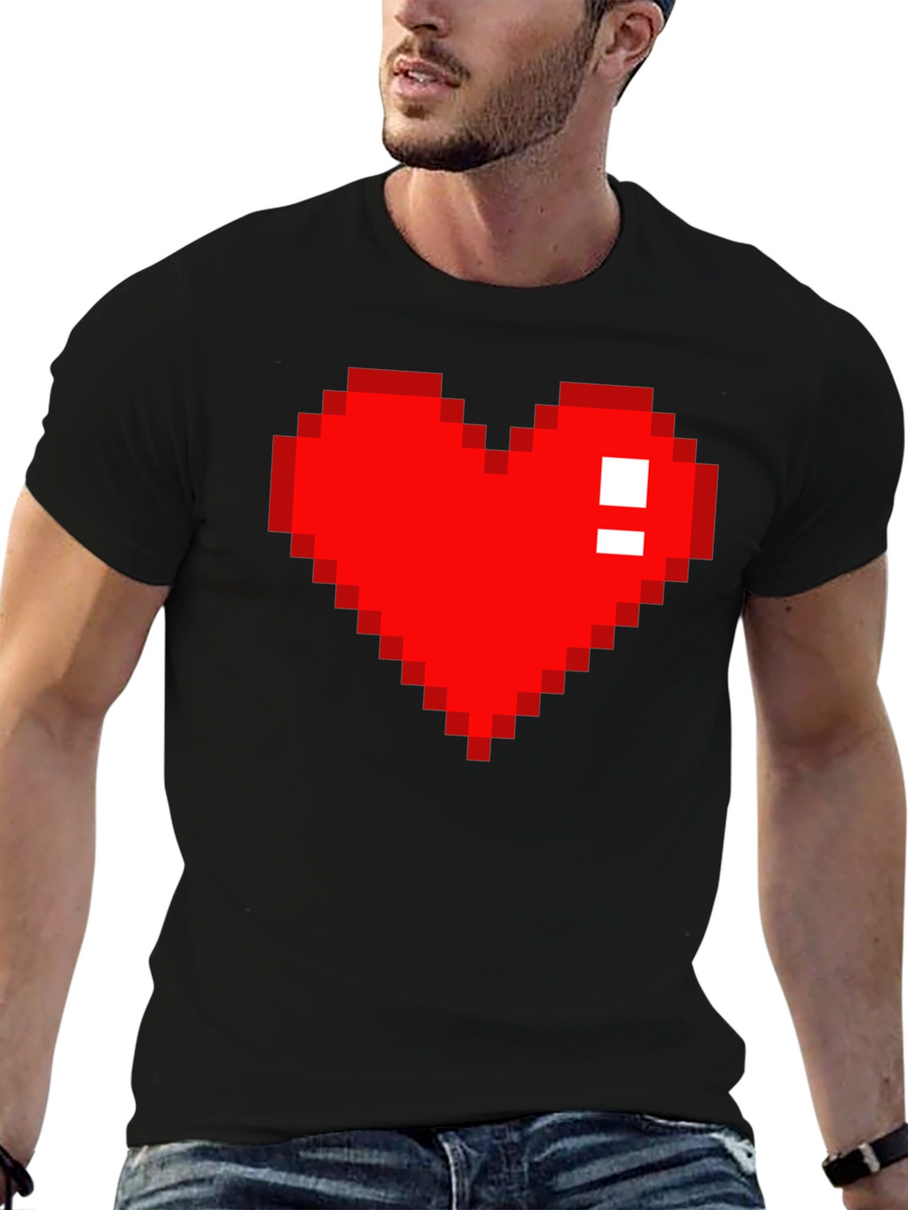 Pixel Heart Black T-Shirt - Gamer Style