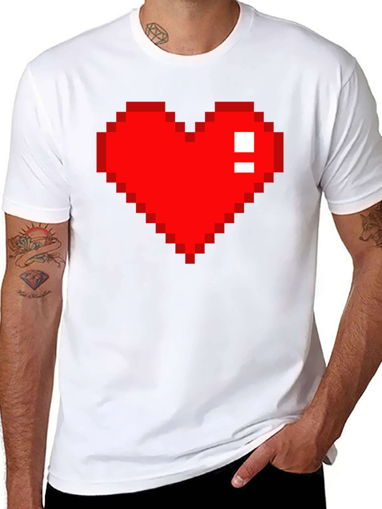 Pixel Heart Black T-Shirt - Gamer Style