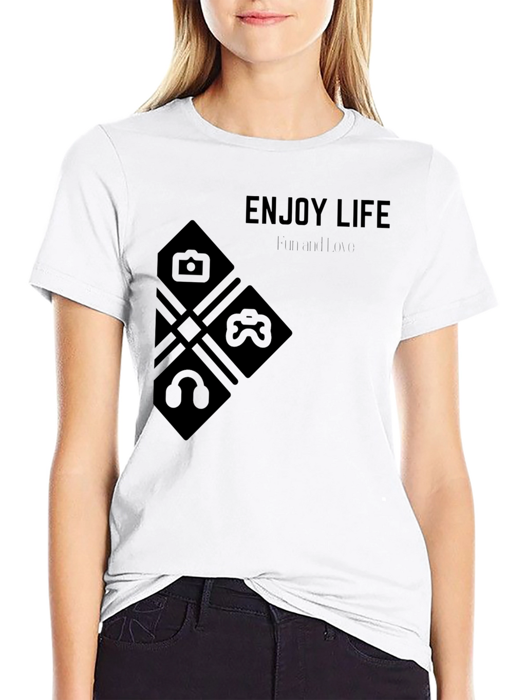 Enjoy Life Black T-Shirt with Modern Design