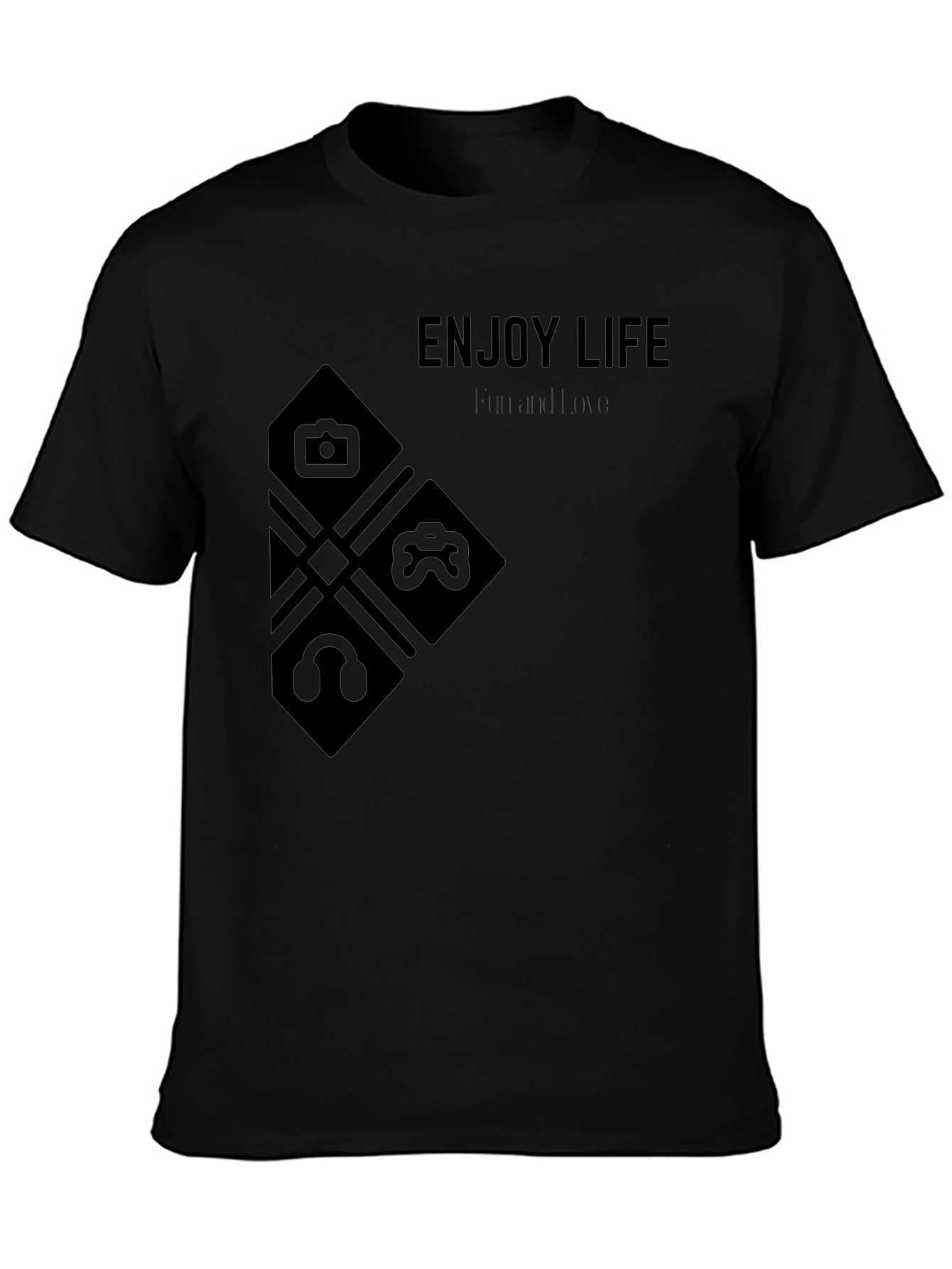 Enjoy Life Black T-Shirt with Modern Design