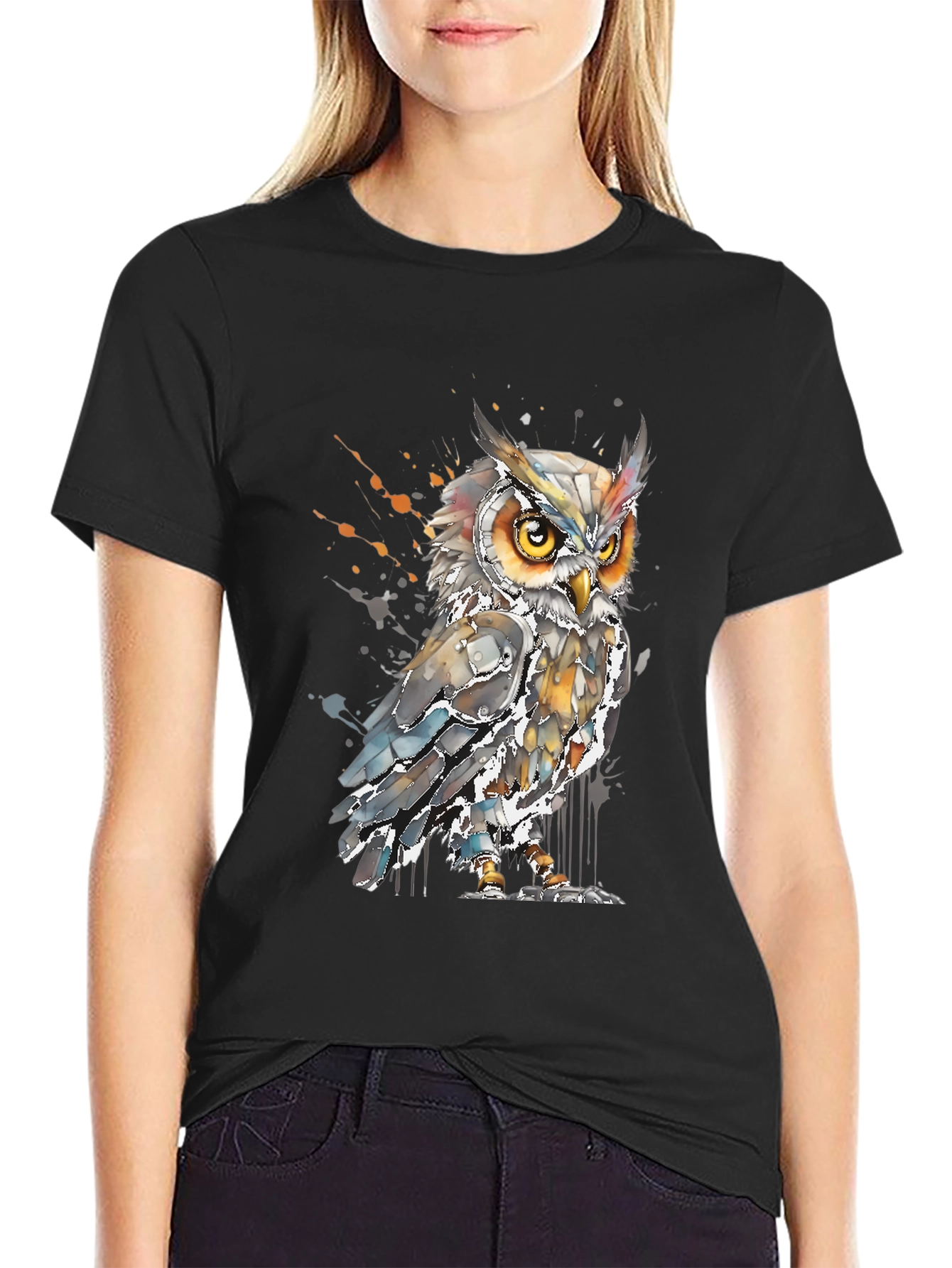 Owl Watercolor Graphic Tee - Trendy Bird Lovers Shirt