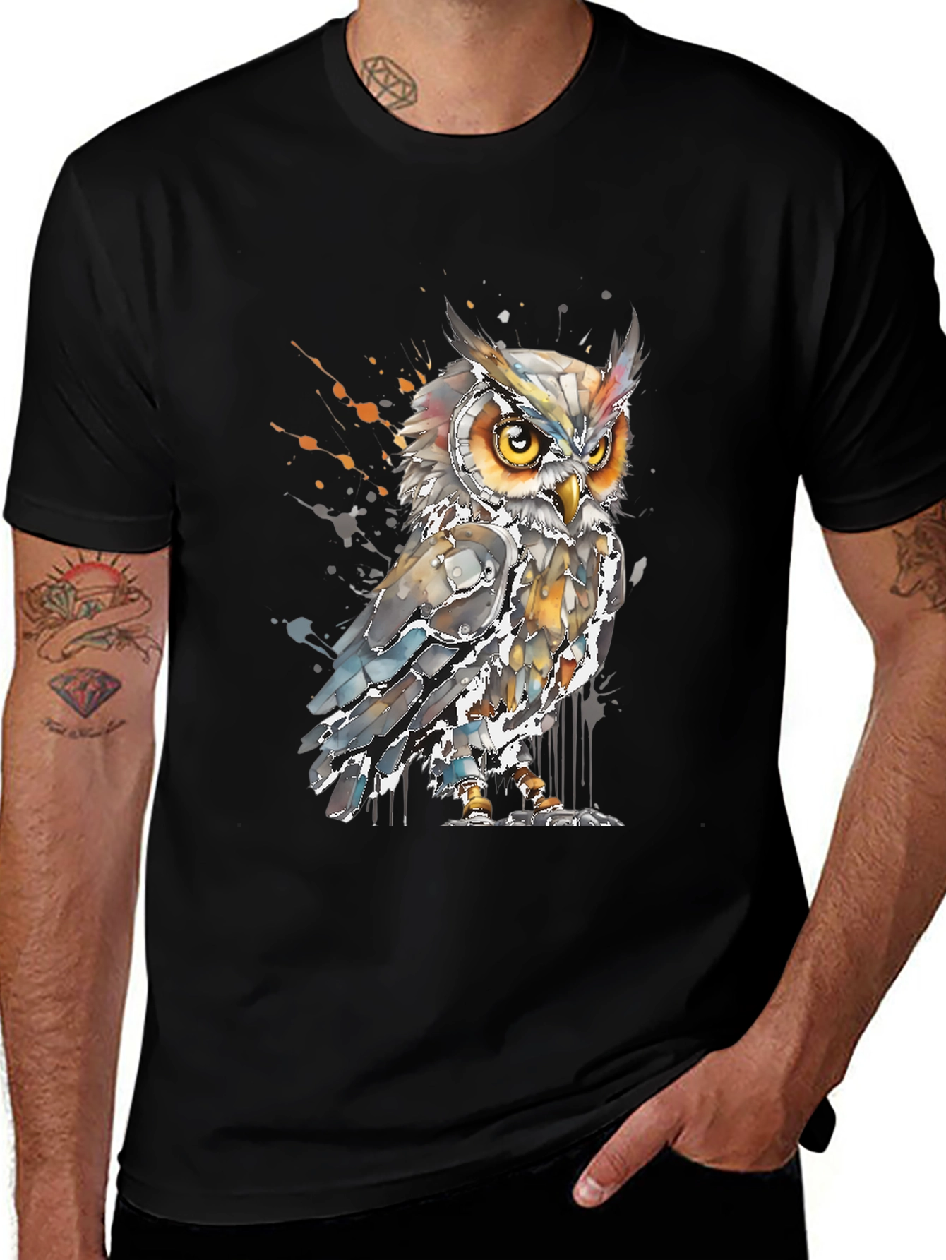 Owl Watercolor Graphic Tee - Trendy Bird Lovers Shirt