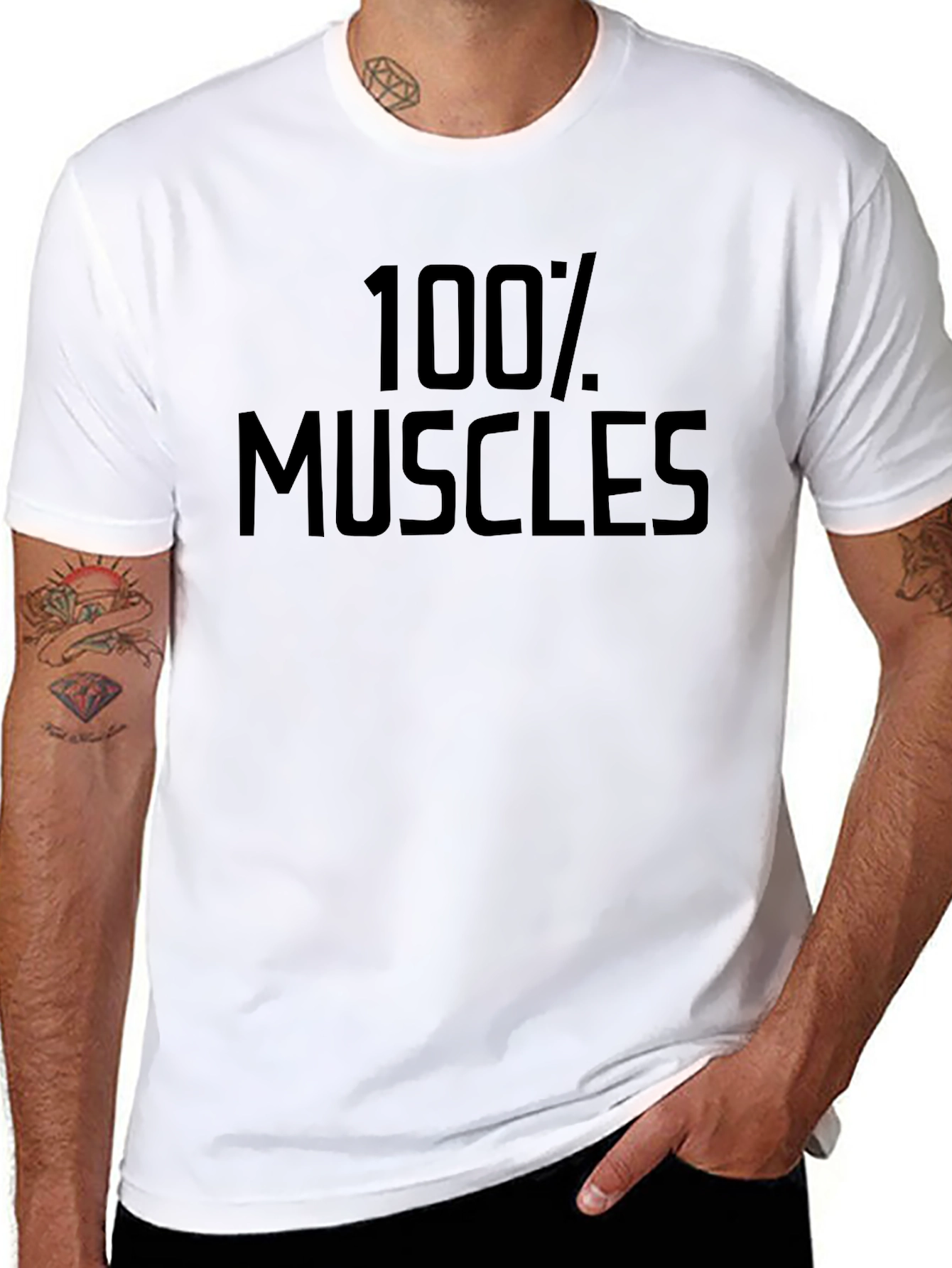 100% Muscles Graphic Tee - Black Gym Shirt