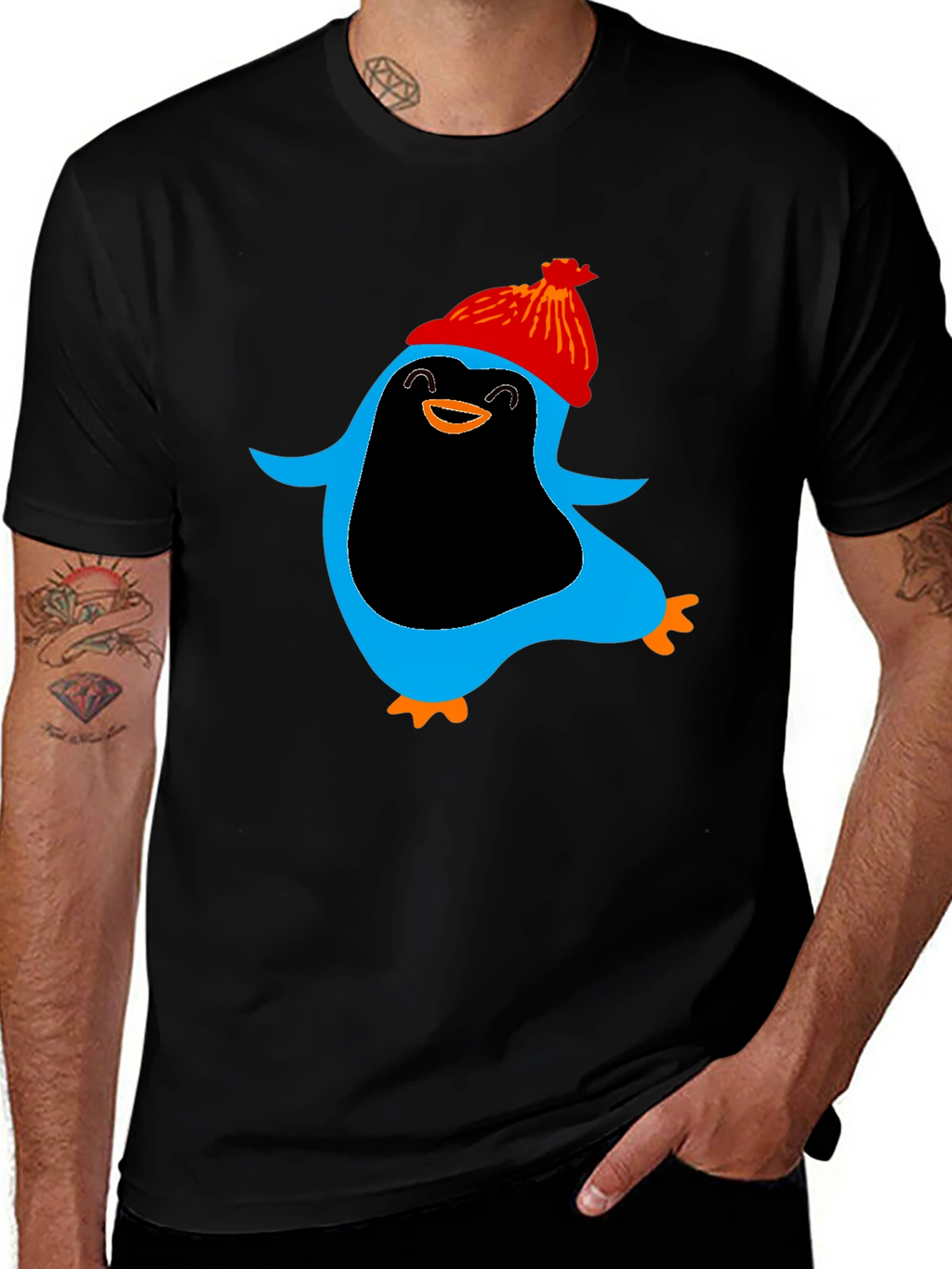 Penguin Graphic Black T-Shirt