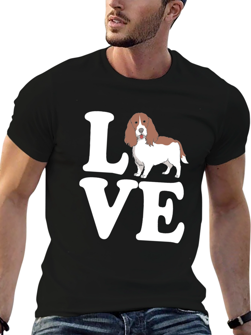 Love Welsh Springer Spaniel Black T-Shirt