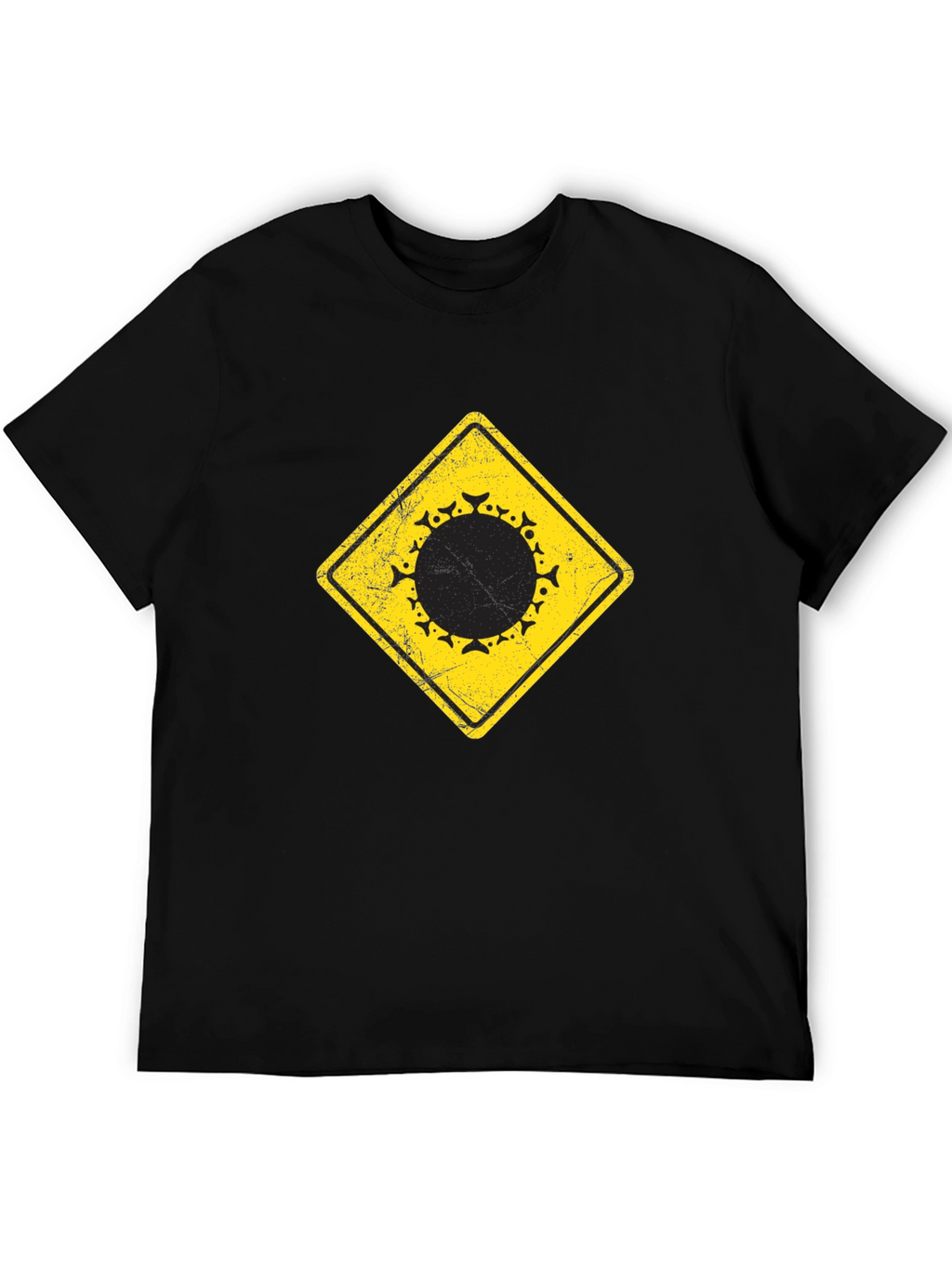 Warning Sign Circle Graphic Black Tee