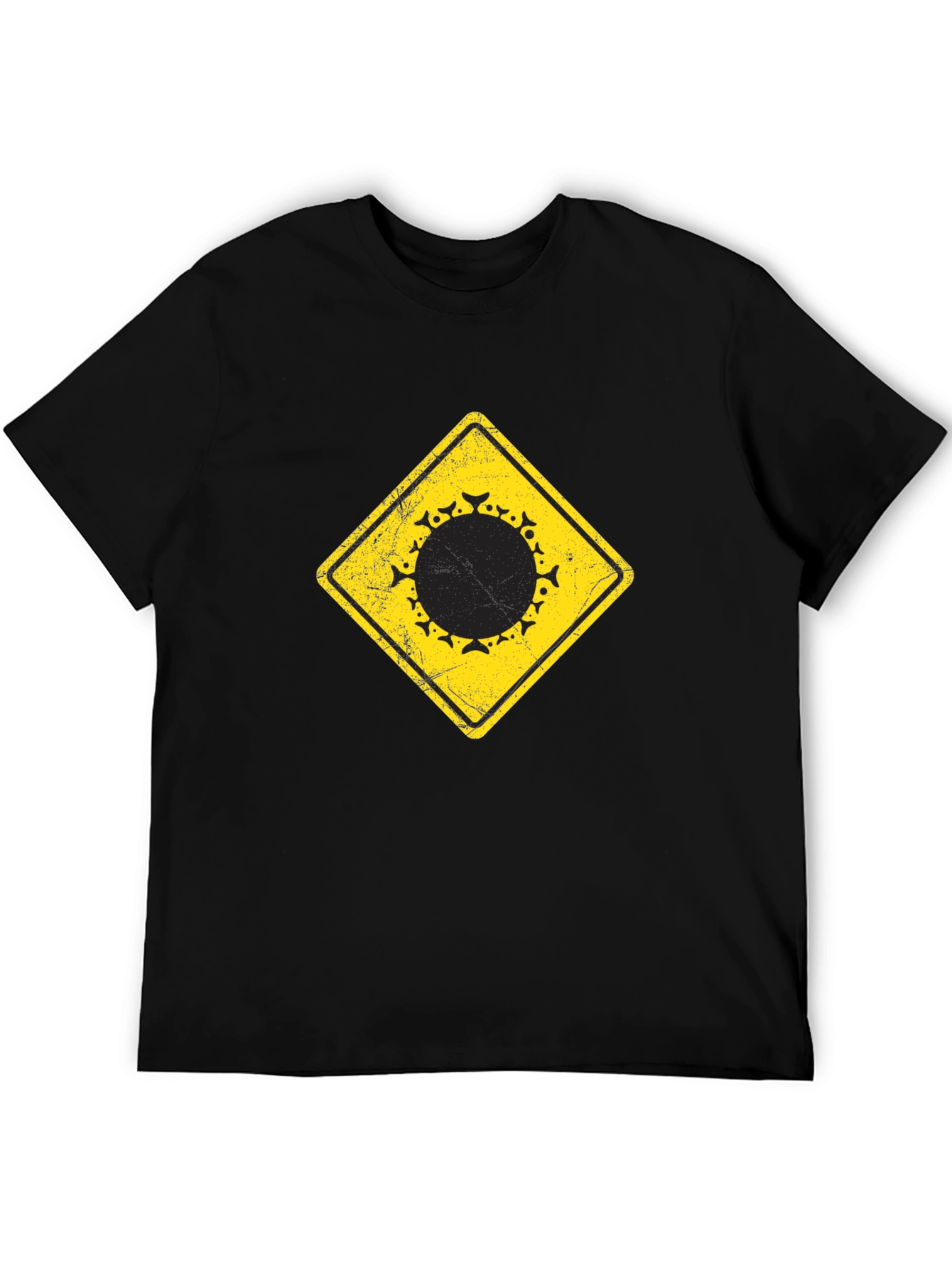 Warning Sign Circle Graphic Black Tee