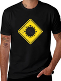 Warning Sign Circle Graphic Black Tee