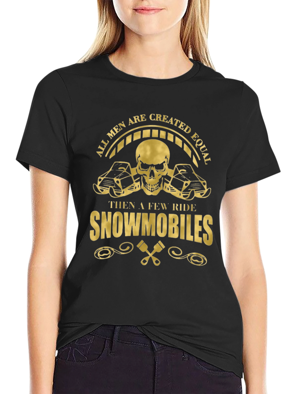 Mens Snowmobiles Graphic Black T-Shirt