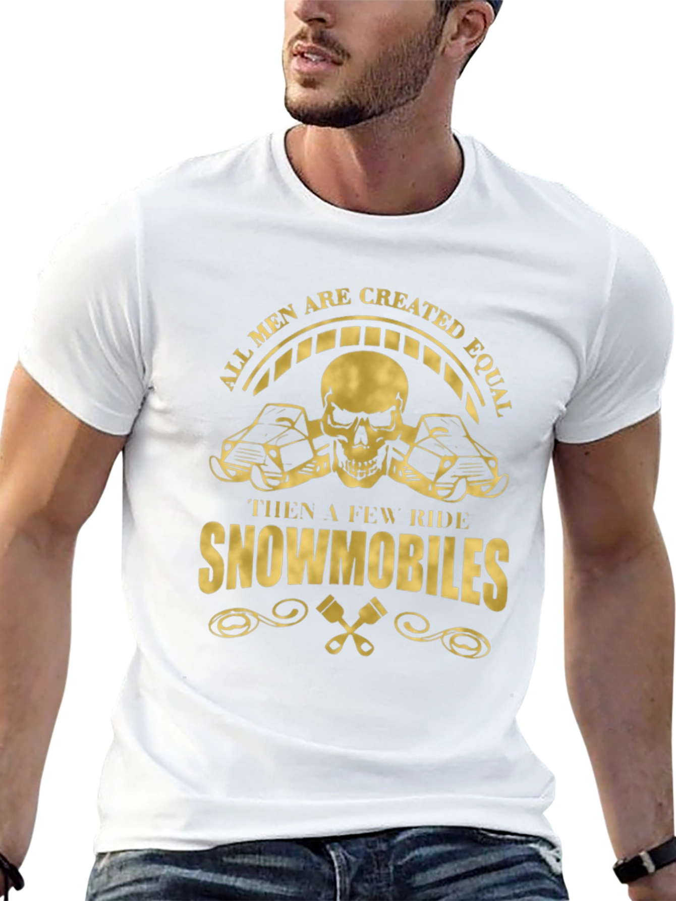 Mens Snowmobiles Graphic Black T-Shirt