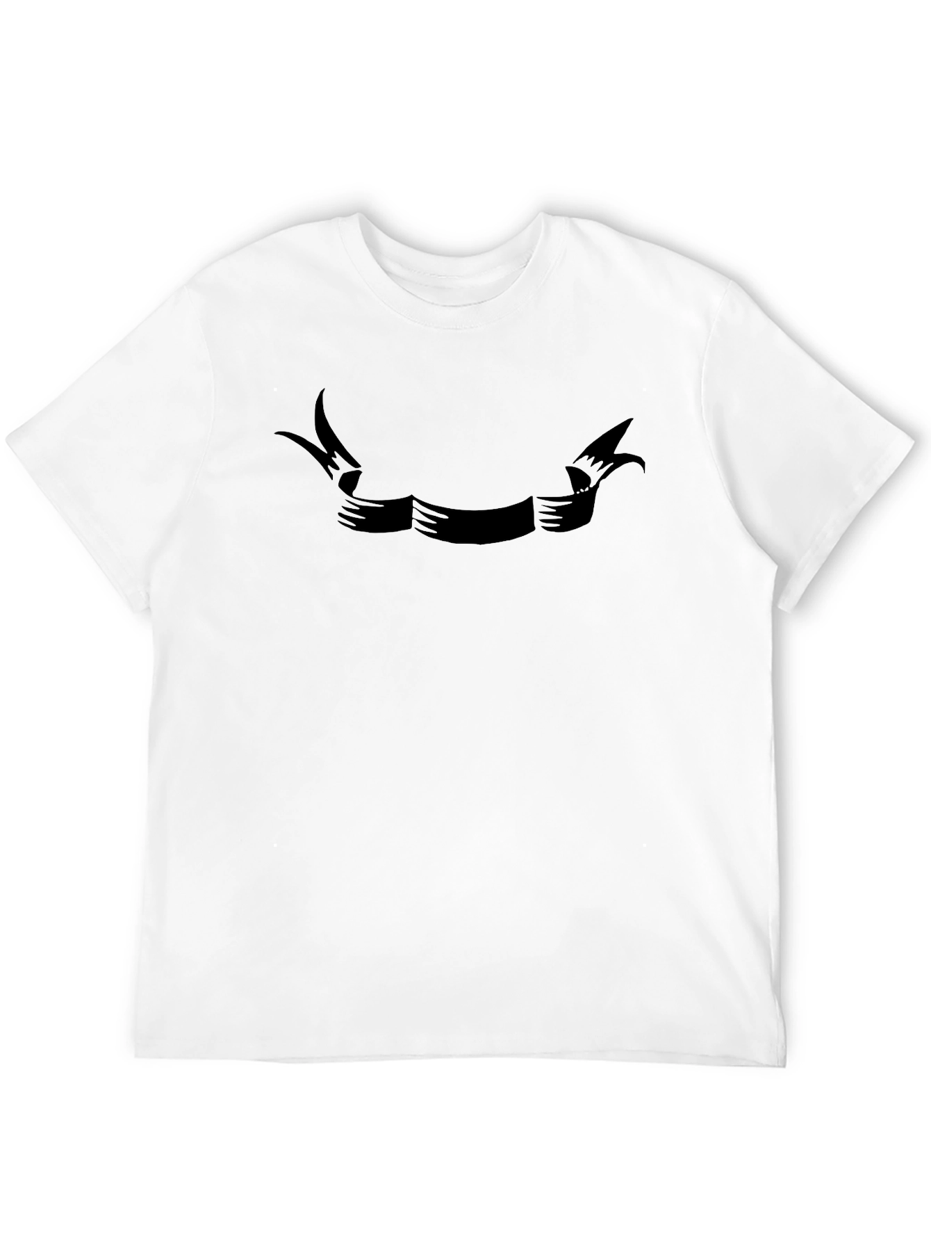 Mens Black Graphic Ribbon Banner T-Shirt