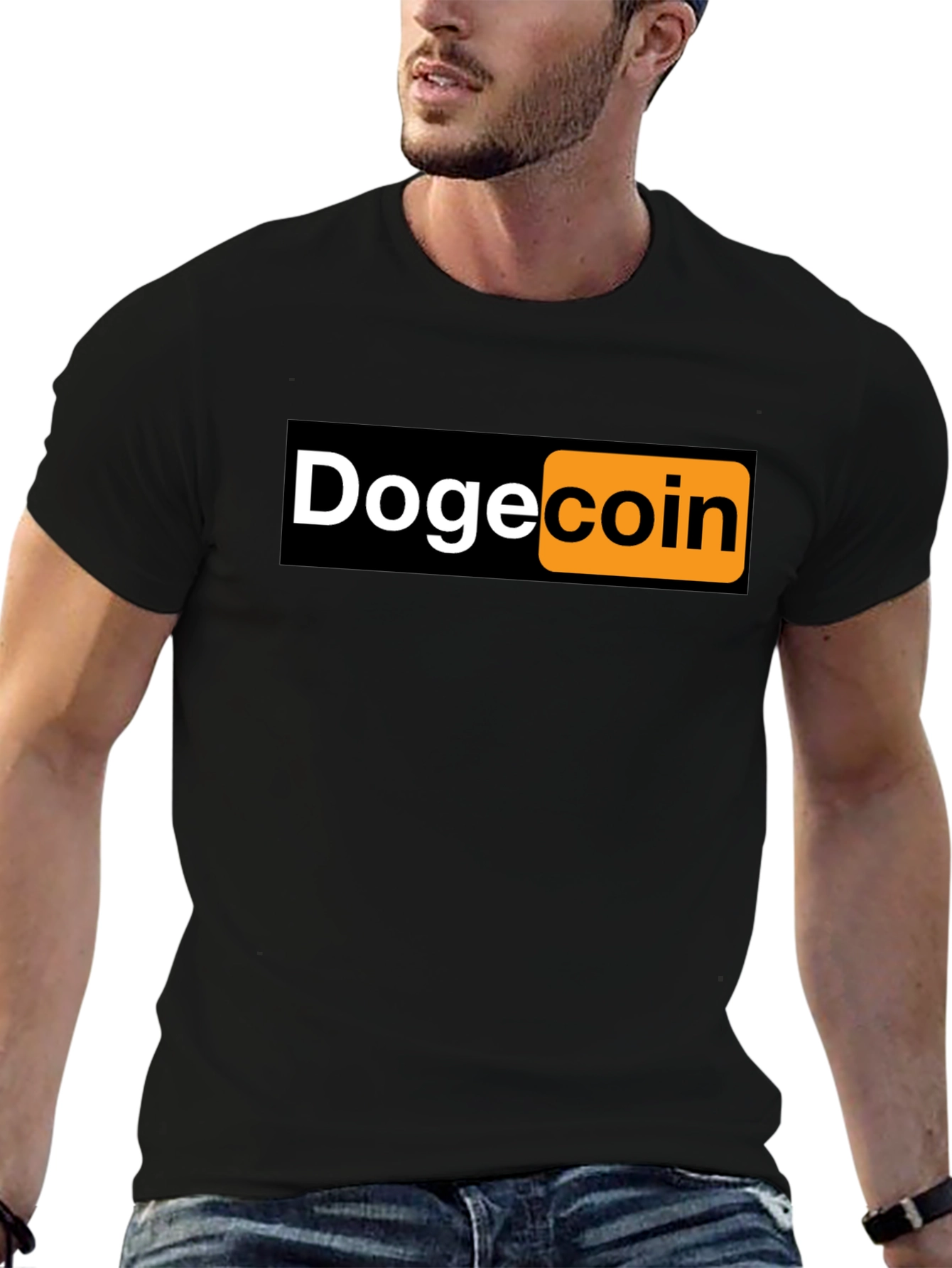 Dogecoin Parody T-Shirt - Black Novelty Tee