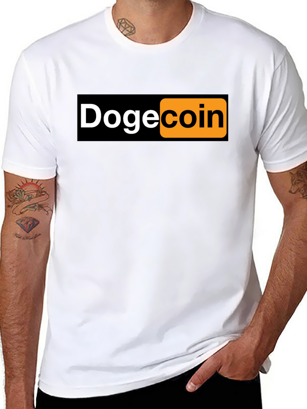 Dogecoin Parody T-Shirt - Black Novelty Tee